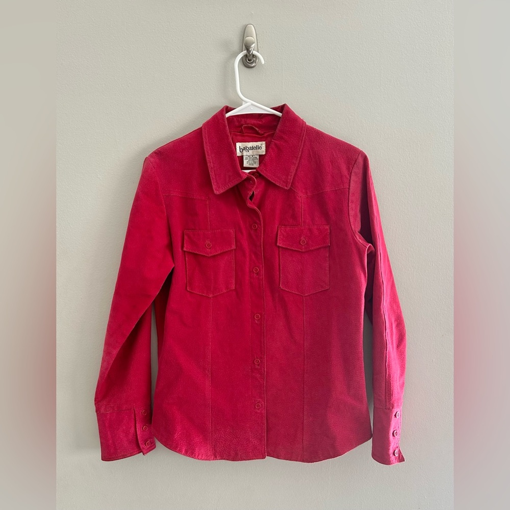 Vintage Bagatelle Women's 100% Suede Red Leather Jacket | Size 8